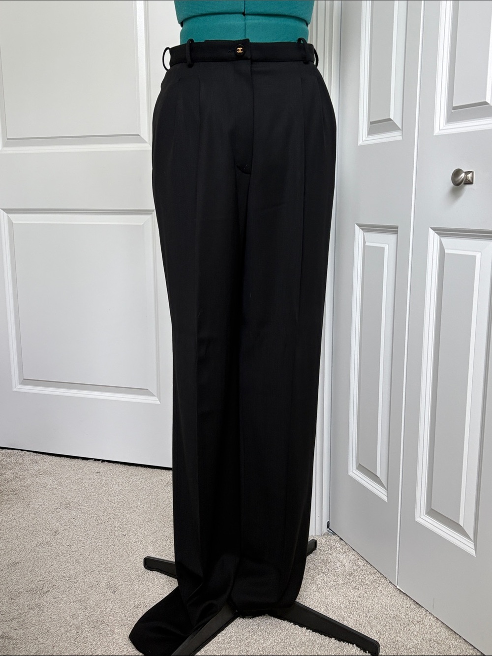 Chanel Vintage Black Wool Pleated Pants - mid 1990’s